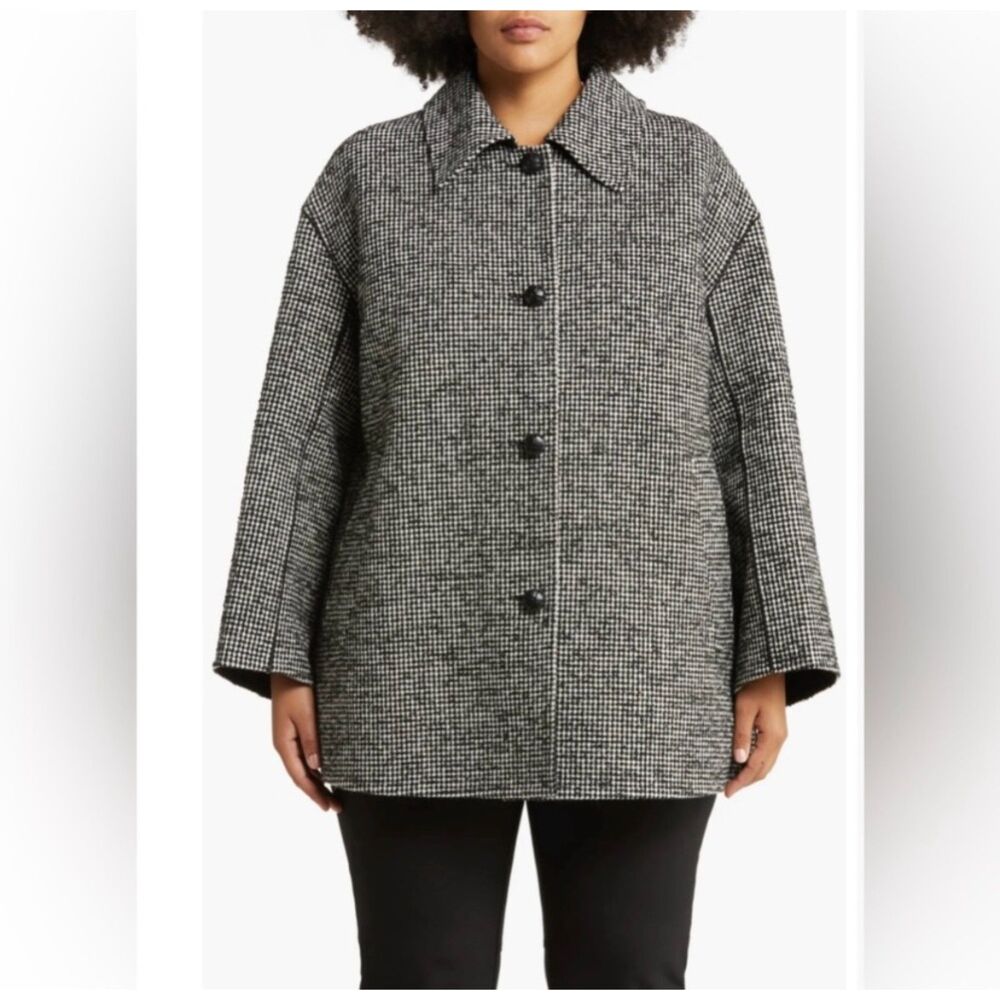 Lafayette 148 Wool Blend Oversized Coat Black Multi 1X Excellent Condition - Picture 2 of 13